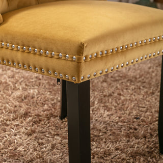 Sunvega High Back Velvet Dining Chairs with Tufted Upholstery and Nailhead Trim