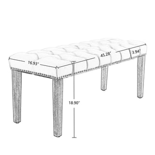 Sunvega Tufted Upholstered Velvet Bench Ottoman with Sponge Cushion for Bedroom