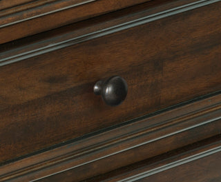 Sunvega Brown Mango Veneer Nightstand with 3 Dovetail Drawers and Dark Bronze Pulls