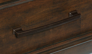 Sunvega Brown Mango Veneer Nightstand with 3 Dovetail Drawers and Dark Bronze Pulls