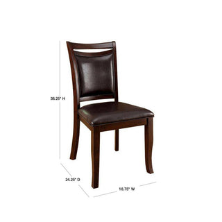 Sunvega Transitional Style Dark Cherry Espresso Leatherette Cushion Side Chairs Set of 2