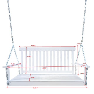 Sunvega Fir Wood Porch Swing with Armrests and Hanging Chains for Outdoor