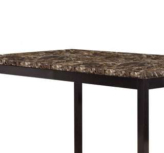 Sunvega Brown Faux Marble Table Top with Black Metal Frame Dining Table