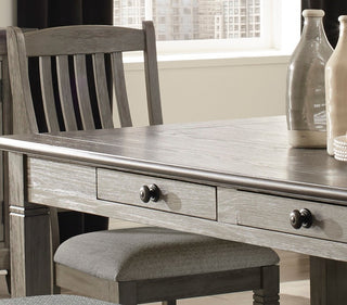 Sunvega Antique White Finish Wooden Bench with Gray Textured Fabric Upholstered Seat