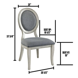 Sunvega Transitional Rustic Oak and Beige Side Chairs Set with Padded Fabric Seats