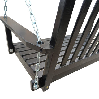 Sunvega Fir Wood Porch Swing with Armrests and Hanging Chains for Outdoor