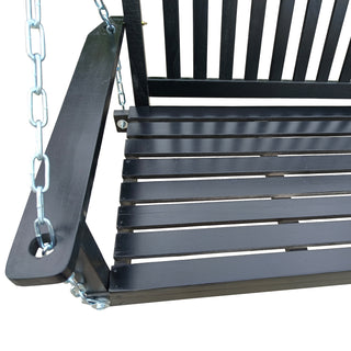 Sunvega Fir Wood Porch Swing with Armrests and Hanging Chains for Outdoor