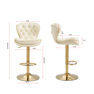 Sunvega Set of 2 Swivel Bar Stools with Chrome Footrest and Adjustable Height