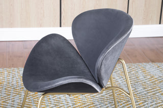 Sunvega Velvet Upholstered Padded Bucket Seat Dining Chair with Metal Legs