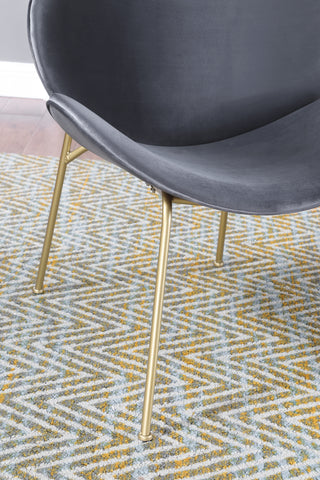 Sunvega Velvet Upholstered Padded Bucket Seat Dining Chair with Metal Legs
