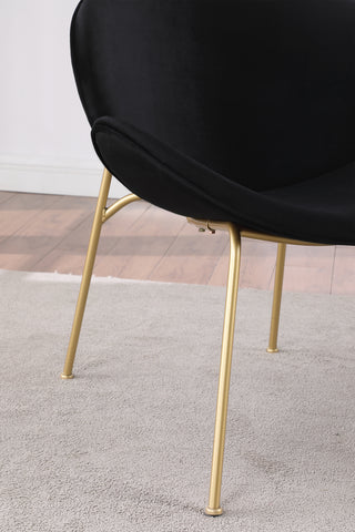 Sunvega Velvet Upholstered Padded Bucket Seat Dining Chair with Metal Legs