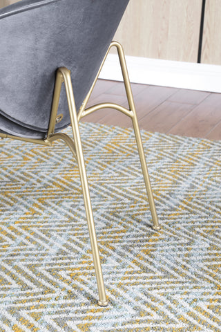 Sunvega Velvet Upholstered Padded Bucket Seat Dining Chair with Metal Legs