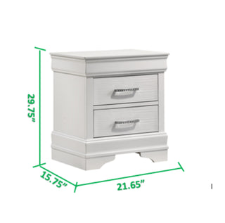 Sunvega Modern White Wood Nightstand with Two Drawers and Contrast Leg