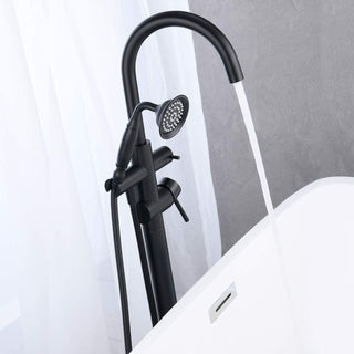 Sunvega Freestanding Bathtub Faucet in Matte Black with Handheld Shower