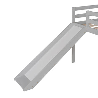 Sunvega Twin Size Wood Loft Bed with Slide Ladder and Guard Rails for Safety