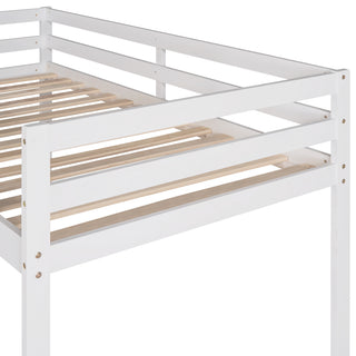 Sunvega Twin Size Wood Loft Bed with Slide Ladder and Guard Rails for Safety