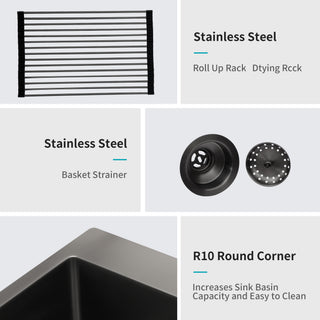 Sunvega 16 Gauge Stainless Steel Topmount Kitchen Sink Basin with Sound Proof Coating