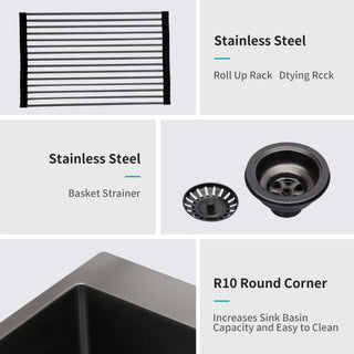 Sunvega 16 Gauge Stainless Steel Topmount Kitchen Sink Basin with Sound Proof Coating