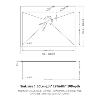 Sunvega 16 Gauge Stainless Steel Topmount Kitchen Sink Basin with Sound Proof Coating