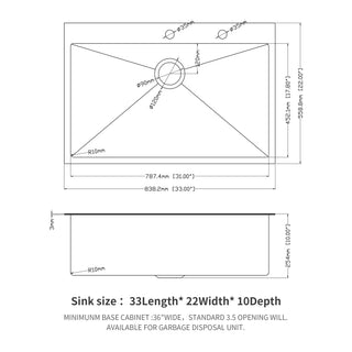 Sunvega 16 Gauge Stainless Steel Topmount Kitchen Sink Basin with Sound Proof Coating