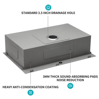 Sunvega 16 Gauge Stainless Steel Topmount Kitchen Sink Basin with Sound Proof Coating