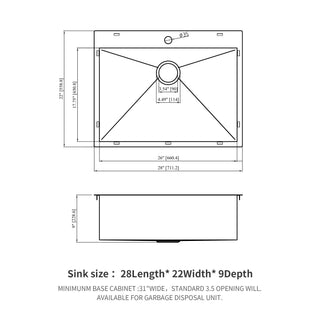 Sunvega 16 Gauge Stainless Steel Topmount Kitchen Sink Basin with Sound Proof Coating