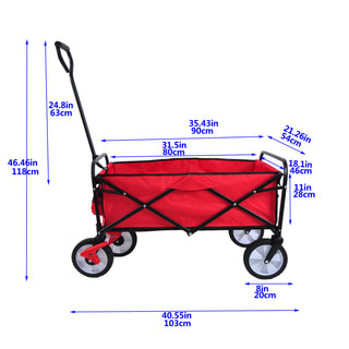 Sunvega Heavy Duty Folding Outdoor Cart with Front Wheel Brakes and Cup Holders