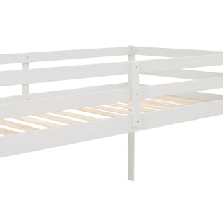 Sunvega Grey Pine Wood Loft Bed with Staircase and Storage Steps