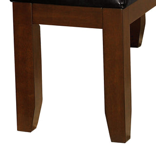 Sunvega Dark Oak Finish Wooden Bench with Faux Leather Upholstered Seat