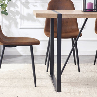 Sunvega Modern Simple Rectangular MDF Dining Table with Black Metal Legs for 4-6 People
