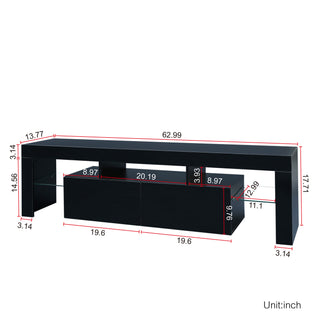 Sunvega Wall Mounted Floating 80 Inch TV Stand with LED Lights and Charging Station