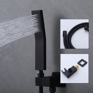 Sunvega Matte Black Wall Mount Shower System with High Pressure Rain and Handheld
