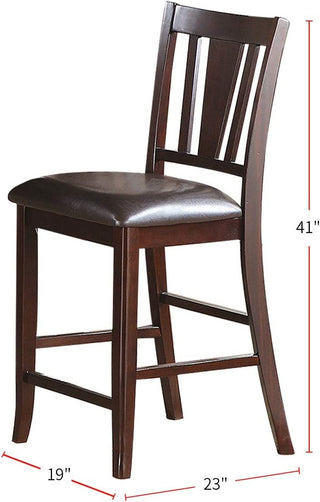 Sunvega Contemporary Brown Faux Leather Cushion Counter Height Chairs for Dining Room
