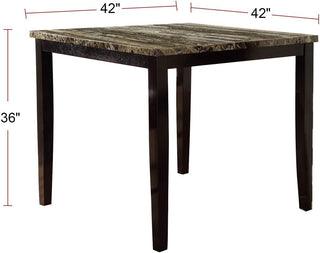 Sunvega Modern Dark Brown Faux Marble Top Birch MDF Small Square Dining Table