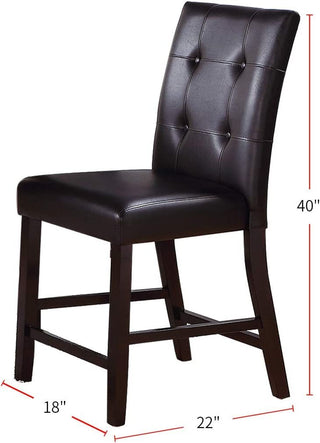 Sunvega Brown Faux Leather Upholstered Cushion Seat Counter Height Chairs Set of 2