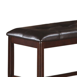 Sunvega Contemporary Tufted Faux Leather Cushion Seat Counter Height Bench Brown Finish