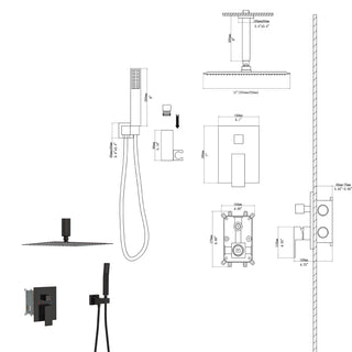 Sunvega Ceiling Mount Square Rainfall Shower System with Handheld Spray and Matte Black Finish