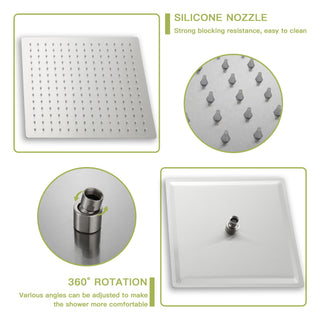 Sunvega Ceiling Mount Square Rainfall Shower System with Handheld Spray and Matte Black Finish