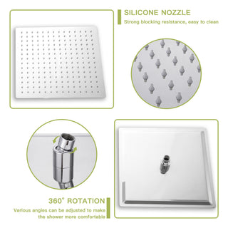 Sunvega Ceiling Mount Square Rainfall Shower System with Handheld Spray and Matte Black Finish