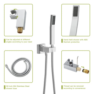 Sunvega Ceiling Mount Square Rainfall Shower System with Handheld Spray and Matte Black Finish