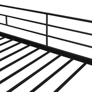 Sunvega Twin Size Metal Loft Bed with Desk, Shelves, and Full Guardrail