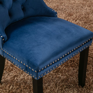 Sunvega High Back Velvet Dining Chairs with Tufted Upholstery and Nailhead Trim