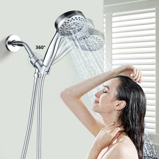 Sunvega High Pressure Handheld Shower Head with Hose and 5 Chrome Spray Modes