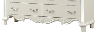 Sunvega Milan Mirror Framed White Wood Dresser with Ball Bearing Glides