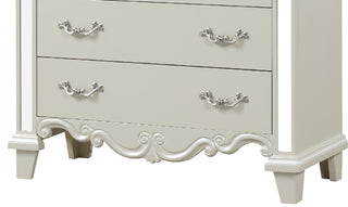 Sunvega White Milan Mirror Framed Wood Chest with Spacious Storage Drawers