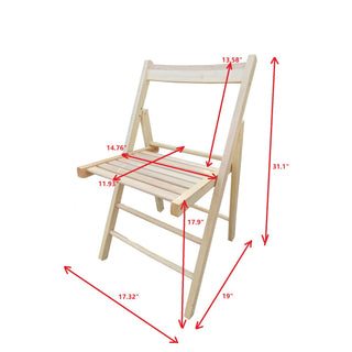 Sunvega Solid Wood Folding Chairs with Slatted Seat and Open Back for Events Set of 4