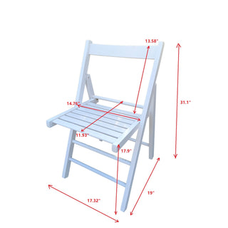 Sunvega Solid Wood Folding Chairs with Slatted Seat and Open Back for Events Set of 4