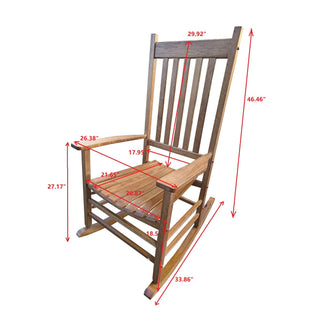 Sunvega Black Painted Populus Wood Porch Rocker Chair with Wide Seat