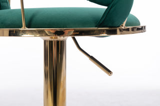 Sunvega Set of 2 Velvet Swivel Bar Stools with Chrome Footrest and Adjustable Height