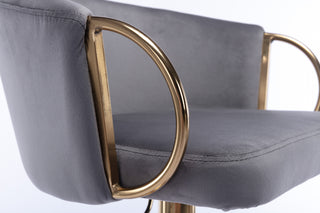 Sunvega Set of 2 Adjustable Swivel Bar Stools with Chrome Footrest and Velvet Upholstery